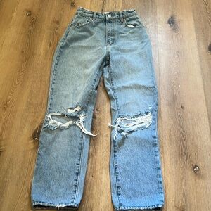 Rolla's Elle Super High Rise Relaxed Jeans distressed light size 24